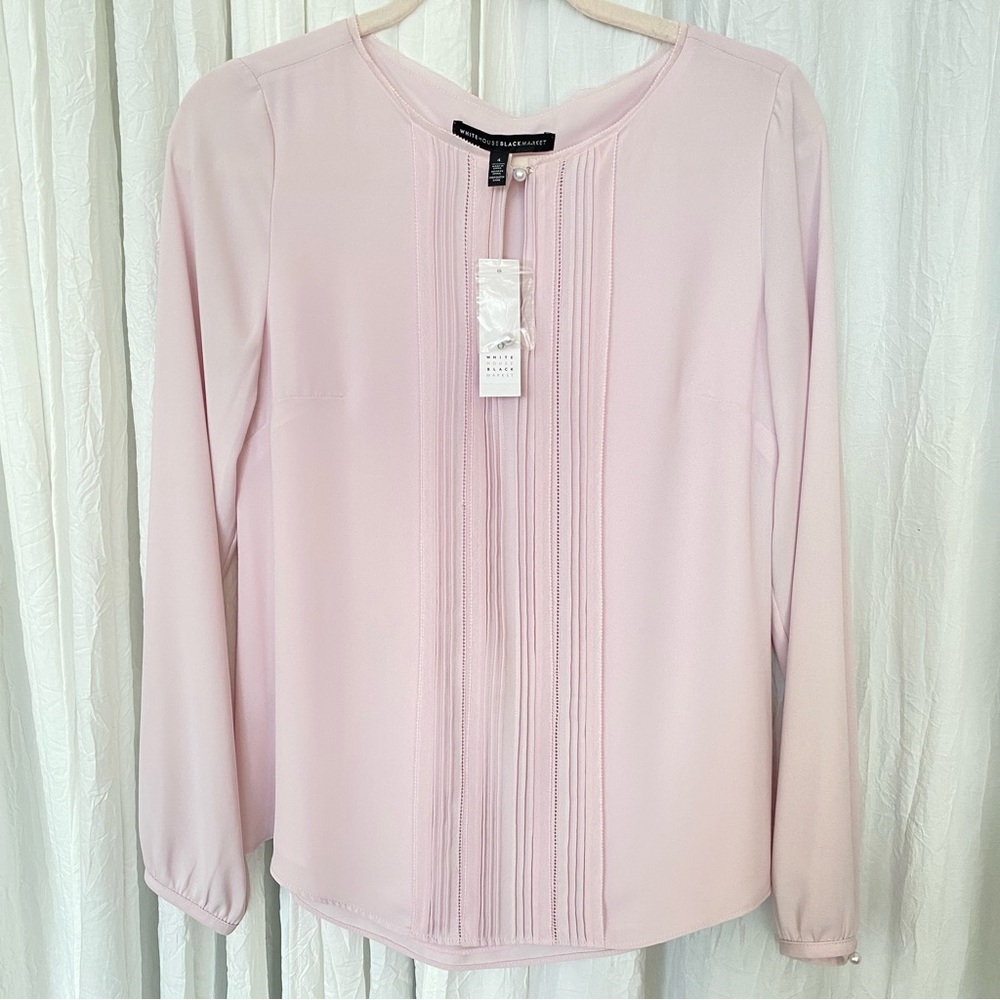 NEW White House Black Market Classy Celeste Layered Pleated Front Blouse sz 4